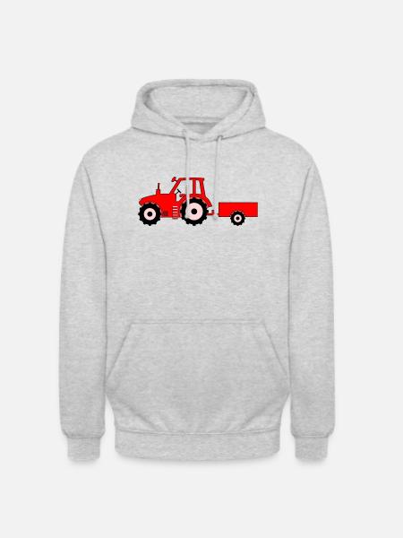 Tractor with trailer red - Unisex Hoodie - light heather grey