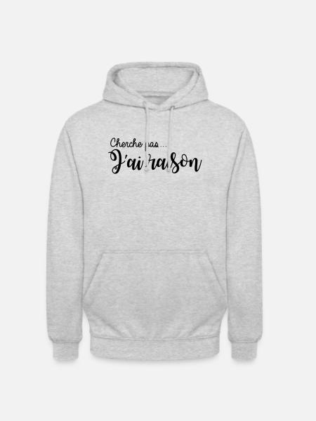 cherche pas... j'ai raison - Sweat-shirt à capuche unisexe - gris clair chiné