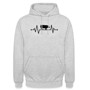 Wildschwein Herzschlag Wildsau EKG Keiler - Unisex Hoodie - Hellgrau meliert - Vorne - Alina (178cm) & Michal (187cm)