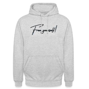 FREEYOURSELF! - Unisex Hoodie - Hellgrau meliert - Vorne - Alina (178cm) & Michal (187cm)