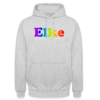 Elke - Unisex Hoodie - Hellgrau meliert - Vorne - Alina (178cm) & Michal (187cm)