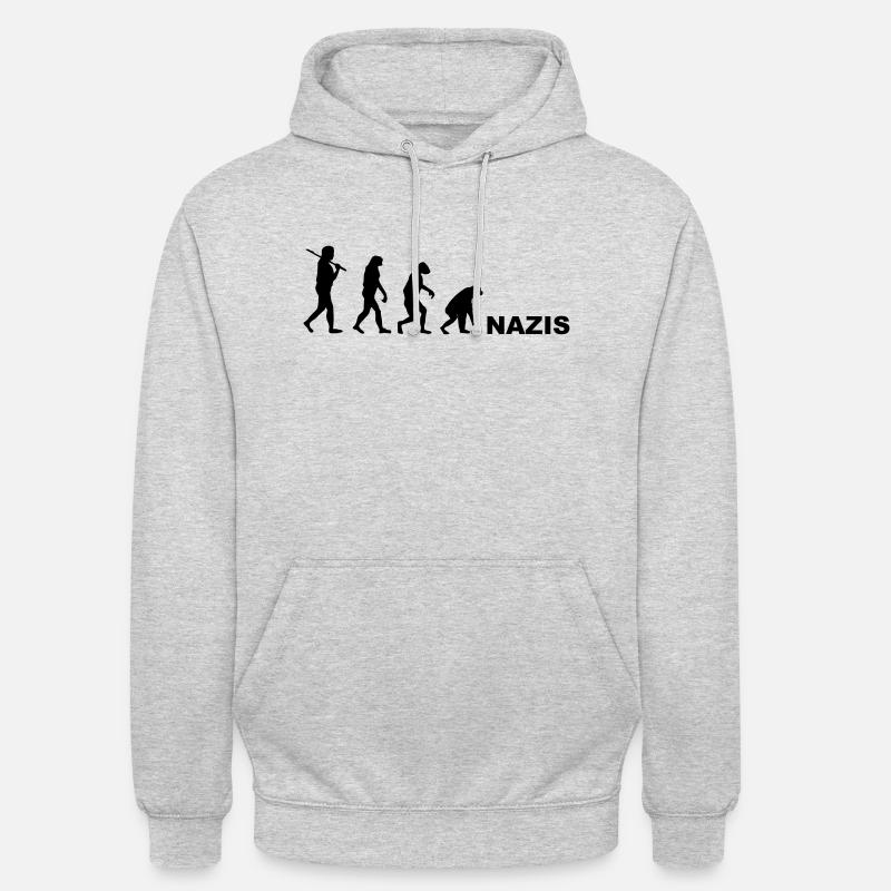 Evolution Rückwärts Nazis - Unisex Hoodie - Hellgrau meliert