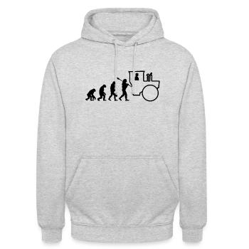 Unimog - Evolution - Oldtimer - Offroad - MB Trac - Unisex Hoodie - Hellgrau meliert - Vorne - Alina (178cm) & Michal (187cm)