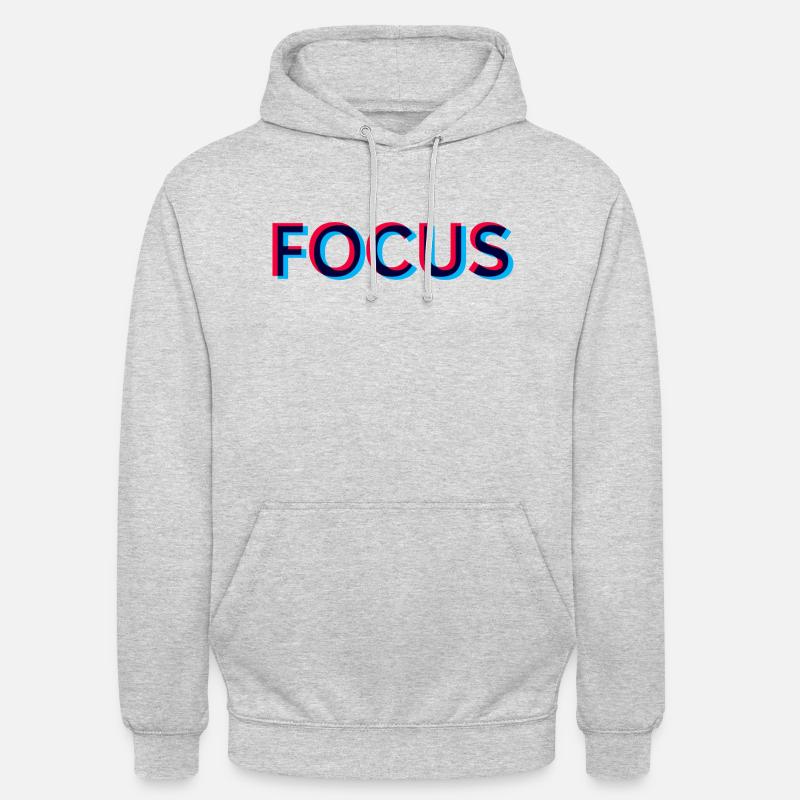 FOCUS - Lettrage - Discipline - Déterminé - Objectif - Sweat-shirt à capuche unisexe - gris clair chiné