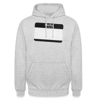 « Bonjour mon nom est » en noir - Sweat-shirt à capuche unisexe - gris clair chiné - Devant - Alina (178cm) & Michal (187cm)