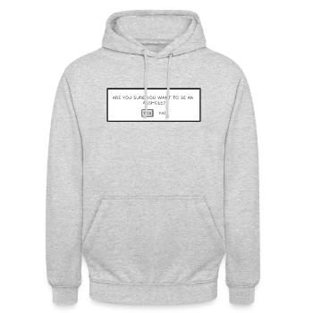 Êtes-vous sûr de vouloir être un....? - Sweat-shirt à capuche unisexe - gris clair chiné - Devant - Alina (178cm) & Michal (187cm)