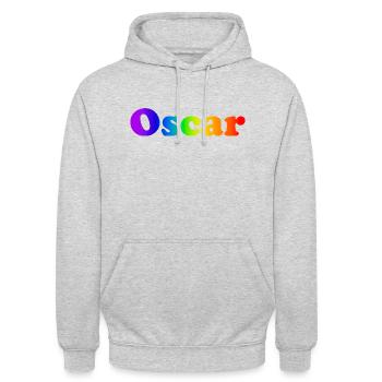 Oscar - Unisex Hoodie - Hellgrau meliert - Vorne - Alina (178cm) & Michal (187cm)