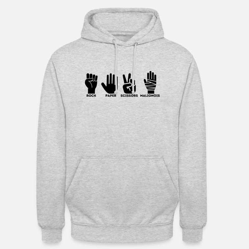 Ciseaux Pierre-Papier Malinois - Sweat-shirt à capuche unisexe - gris clair chiné
