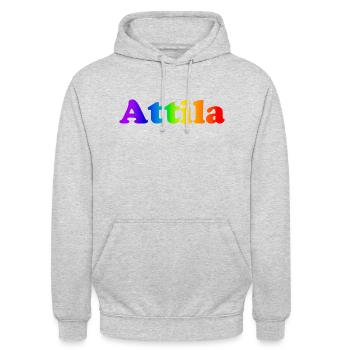 Attila - Unisex Hoodie - Hellgrau meliert - Vorne - Alina (178cm) & Michal (187cm)