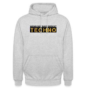 Wen der Bass drückt Techno - Unisex Hoodie - Hellgrau meliert - Vorne - Alina (178cm) & Michal (187cm)