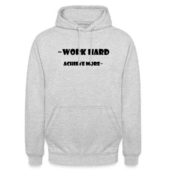 WORK HARD ACHIEVE MORE - Unisex Hoodie - light heather grey - Front - Alina (178cm) & Michal (187cm)