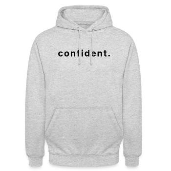 confident. - Unisex Hoodie - Hellgrau meliert - Vorne - Alina (178cm) & Michal (187cm)