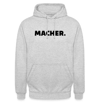 MACHER. - Unisex Hoodie - Hellgrau meliert - Vorne - Alina (178cm) & Michal (187cm)