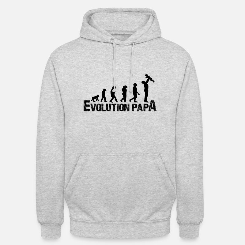 Papa évolution - Sweat-shirt à capuche unisexe - gris clair chiné