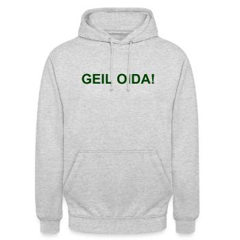 Geil Oida! - Unisex Hoodie - Hellgrau meliert - Vorne - Alina (178cm) & Michal (187cm)