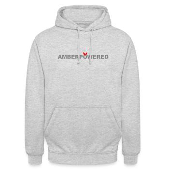 Alimenté par l’ambre 1 - Sweat-shirt à capuche unisexe - gris clair chiné - Devant - Alina (178cm) & Michal (187cm)