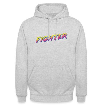 Fighter - Unisex Hoodie - Hellgrau meliert - Vorne - Alina (178cm) & Michal (187cm)
