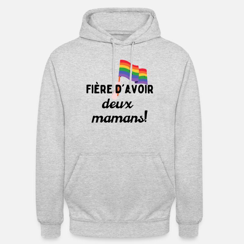 Fière d'avoir deux mamans - Sweat-shirt à capuche unisexe - gris clair chiné