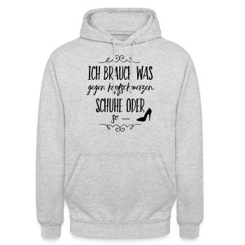 Des chaussures pour un mal de tête - Sweat-shirt à capuche unisexe - gris clair chiné - Devant - Alina (178cm) & Michal (187cm)