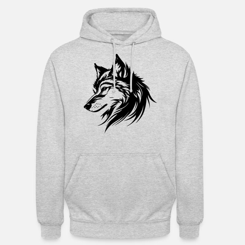 Silhouette de loup - Sweat-shirt à capuche unisexe - gris clair chiné