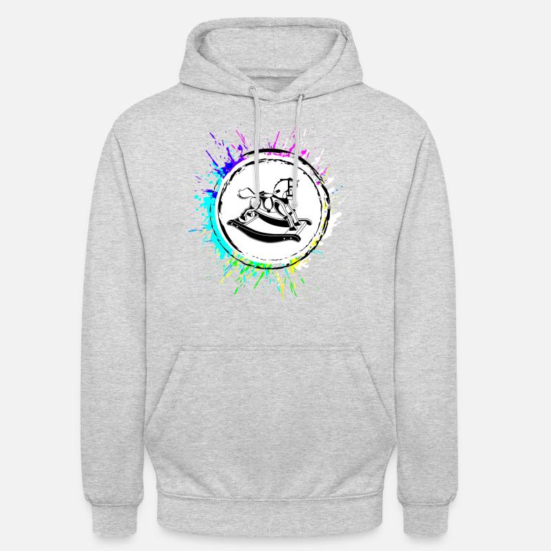 Schauckelpferd Icon Symbol Bunt - Unisex Hoodie - Hellgrau meliert