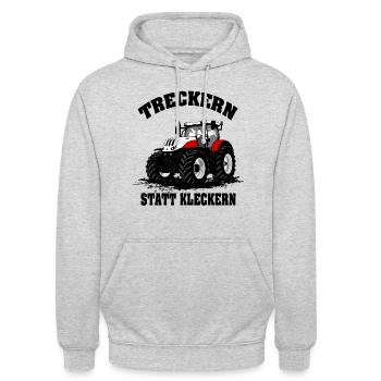 Tracteur - Tracteur - Agriculteur - Agriculteur - Sweat-shirt à capuche unisexe - gris clair chiné - Devant - Alina (178cm) & Michal (187cm)
