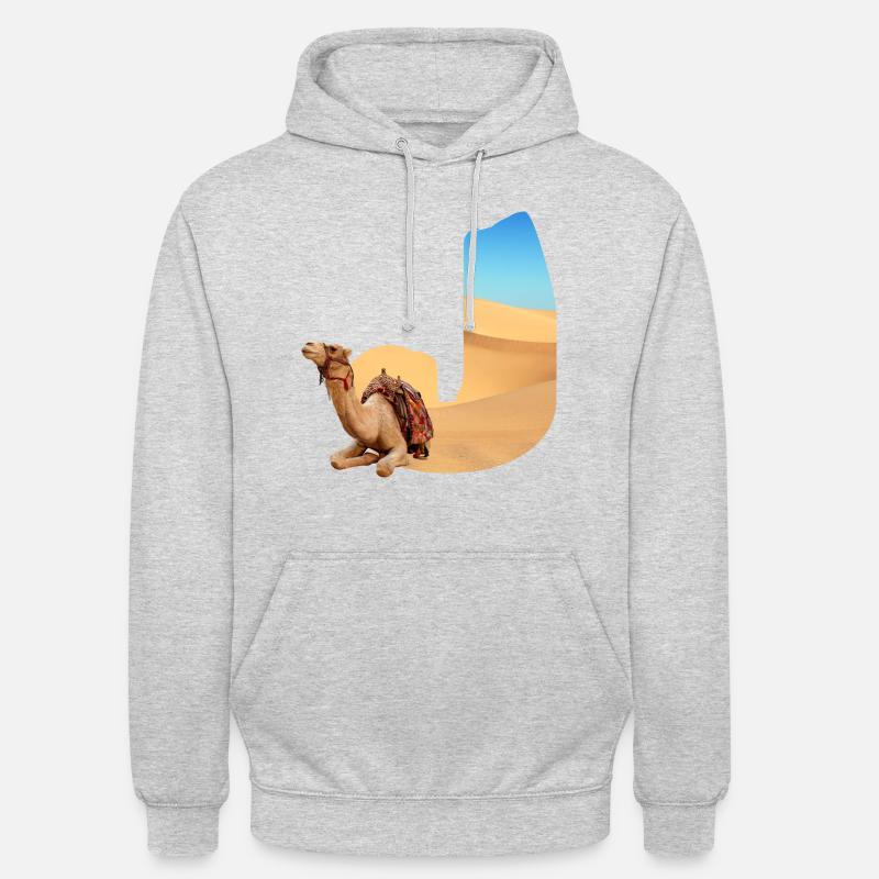 désert avec kamel j - Sweat-shirt à capuche unisexe - gris clair chiné