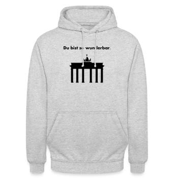 Berlin Brandenburger Tor - Unisex Hoodie - Hellgrau meliert - Vorne - Alina (178cm) & Michal (187cm)