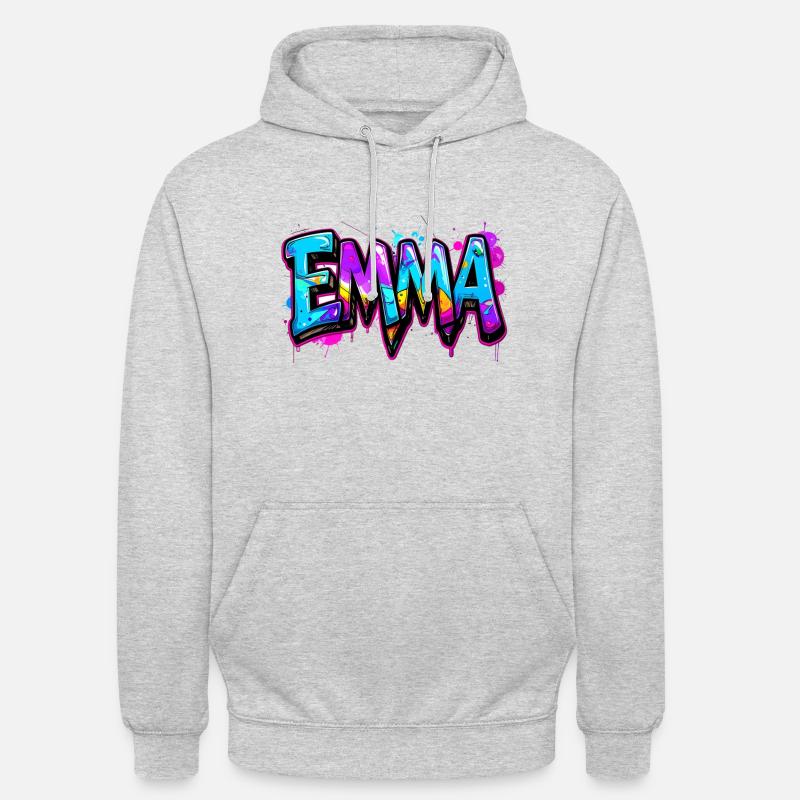 graffiti, lettres, emma, illustration - Sweat-shirt à capuche unisexe - gris clair chiné
