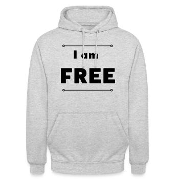 I am free - Unisex Hoodie - light heather grey - Front - Alina (178cm) & Michal (187cm)