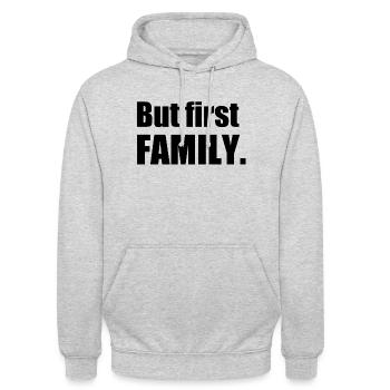 famille - Sweat-shirt à capuche unisexe - gris clair chiné - Devant - Alina (178cm) & Michal (187cm)