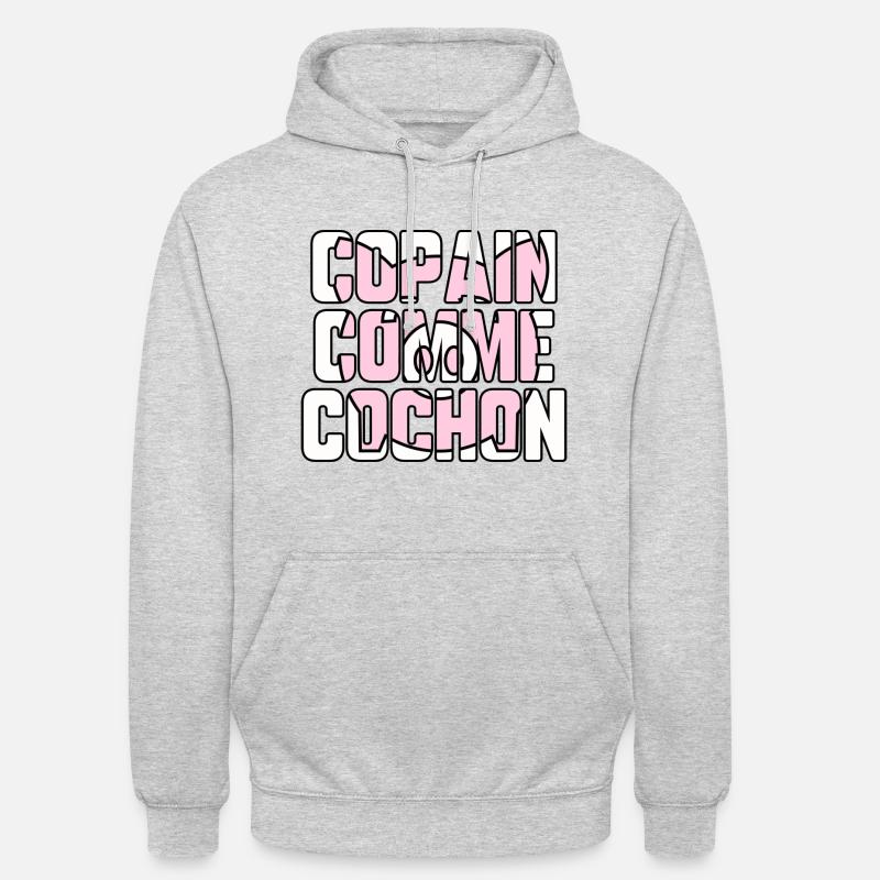 Copain comme cochon - Sweat-shirt à capuche unisexe - gris clair chiné