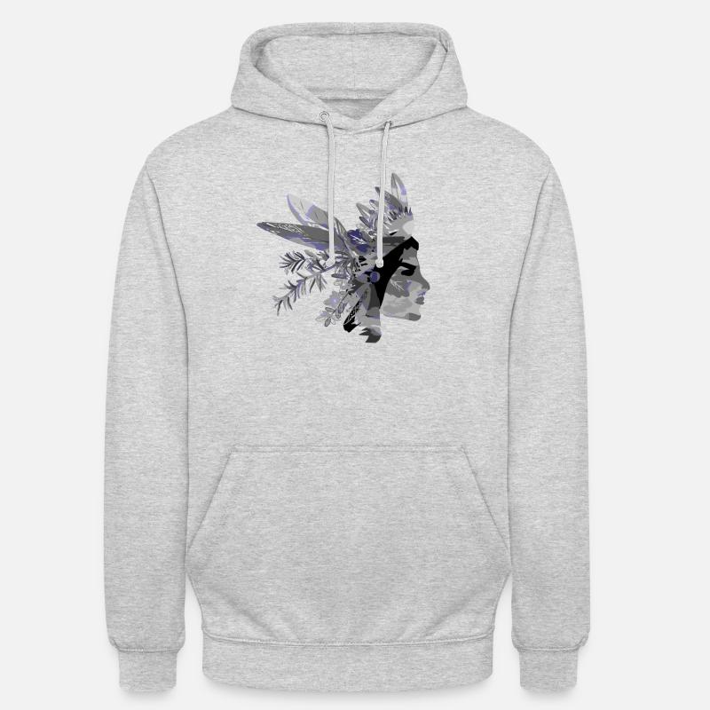 Indischer Schamane mit einer Kräuterfahne - Unisex Hoodie - Hellgrau meliert