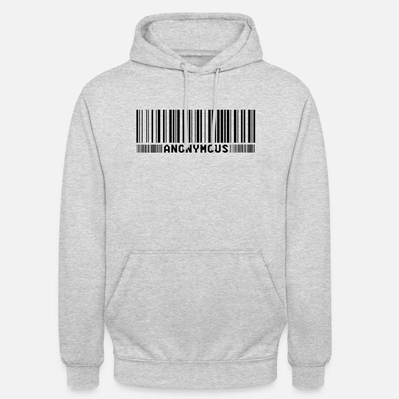 Anonymous code à barres - Nous sommes légion - shirt - Sweat-shirt à capuche unisexe - gris clair chiné