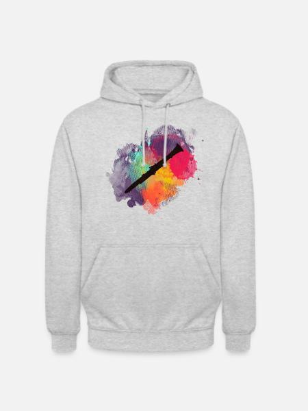Klarinette auf buntem Hintergrund - Unisex Hoodie - Hellgrau meliert