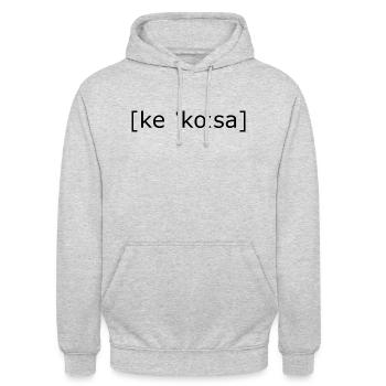 che cosa [ke ˈkoːsa] - in the sense of "Wtf?" - Unisex Hoodie - light heather grey - Front - Alina (178cm) & Michal (187cm)