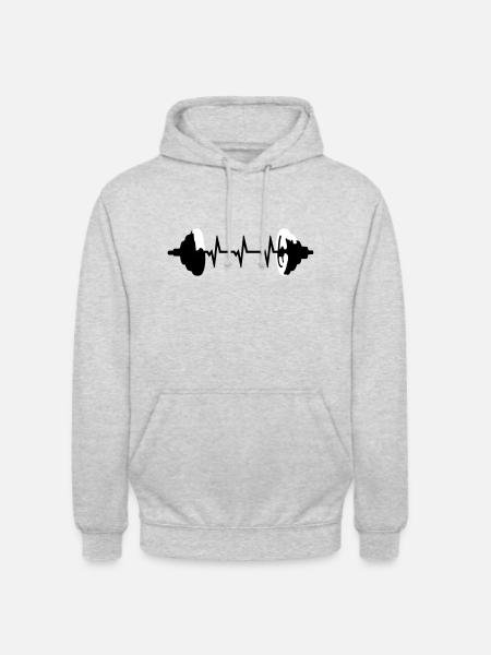 Weights, Barbell & ECG Heartbeat - Unisex Hoodie - light heather grey
