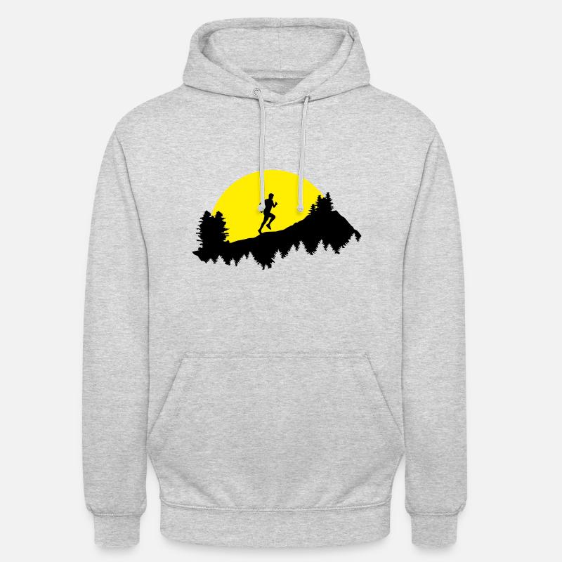 Trail running, course, coureur, homme - Sweat-shirt à capuche unisexe - gris clair chiné