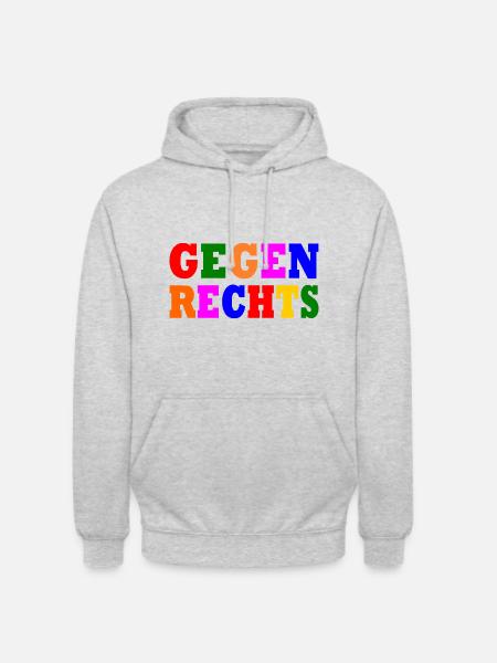 Gegen rechts - Unisex Hoodie - Hellgrau meliert