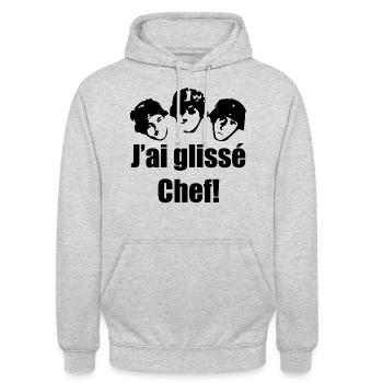 J'ai glissé chef - Sweat-shirt à capuche unisexe - gris clair chiné - Devant - Alina (178cm) & Michal (187cm)