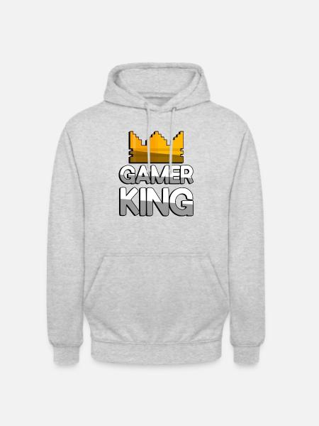 GAMER KING + King Crown - Gaming - Unisex Hoodie - light heather grey
