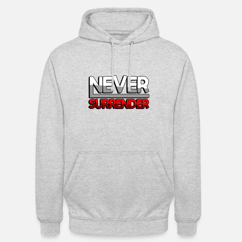 NEVER SURRENDER (Red) - Gaming - Unisex Hoodie - light heather grey
