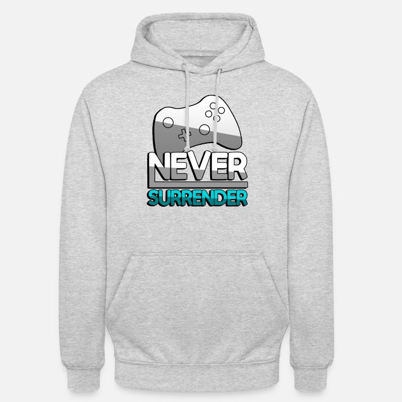 NEVER SURRENDER (Turquoise) + Contrôleur - Jeux - Sweat-shirt à capuche unisexe - gris clair chiné