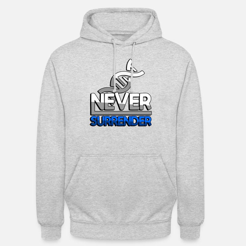 NEVER SURRENDER (Bleu) + ADN - Jeux - Sweat-shirt à capuche unisexe - gris clair chiné