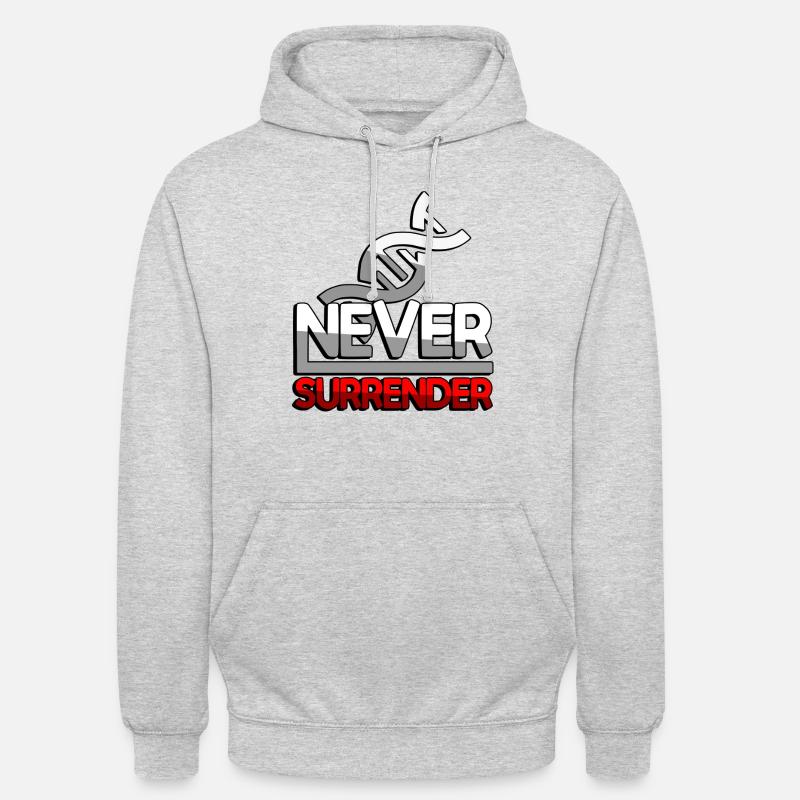 NEVER SURRENDER (Rouge) + ADN - Jeux - Sweat-shirt à capuche unisexe - gris clair chiné