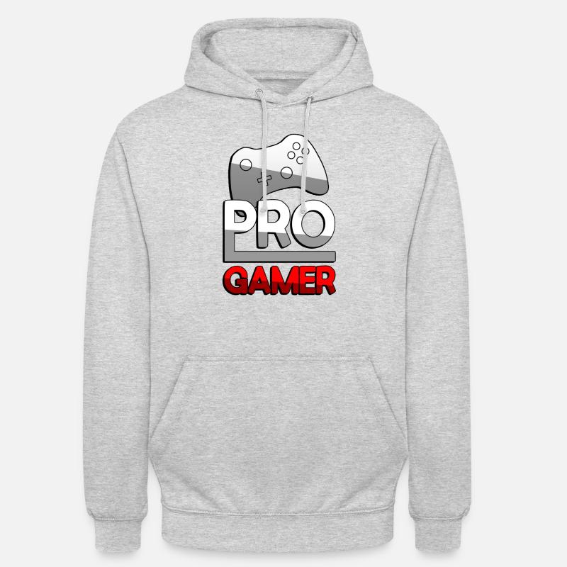 PRO GAMER (Rot) + Controller - Gaming - Unisex Hoodie - Hellgrau meliert