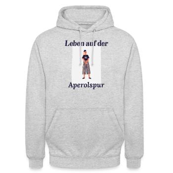 Life on the Ap**rol track. - Unisex Hoodie - light heather grey - Front - Alina (178cm) & Michal (187cm)