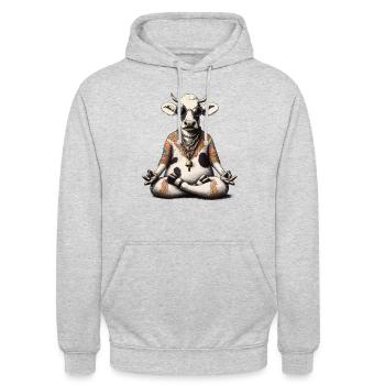 Swiss Dairy Cow Hippie Meditation - Unisex Hoodie - light heather grey - Front - Alina (178cm) & Michal (187cm)