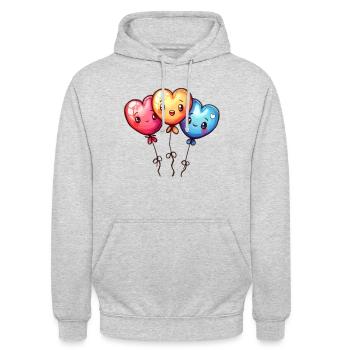 Ballon Herzen auch für Kinder und Geburtstage - Unisex Hoodie - Hellgrau meliert - Vorne - Alina (178cm) & Michal (187cm)