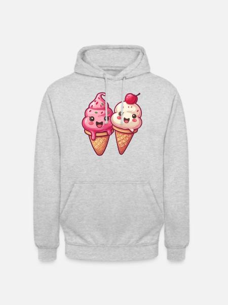 Lächelnde Eiskreation - Unisex Hoodie - Hellgrau meliert